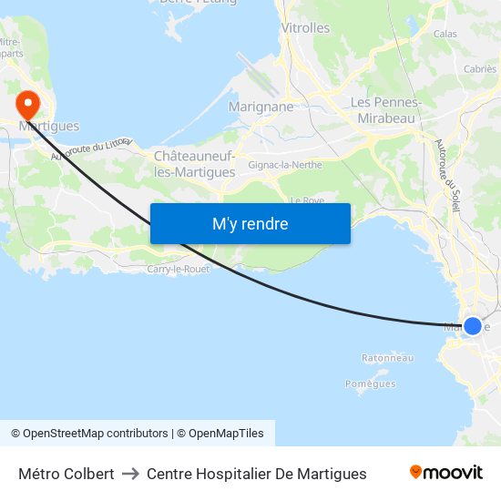 Métro Colbert to Centre Hospitalier De Martigues map