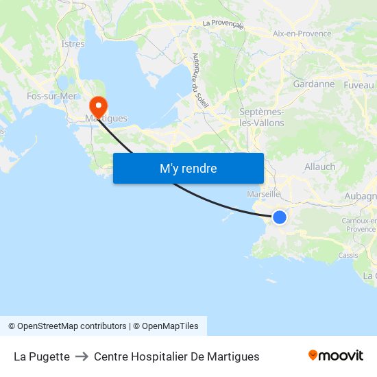 La Pugette to Centre Hospitalier De Martigues map