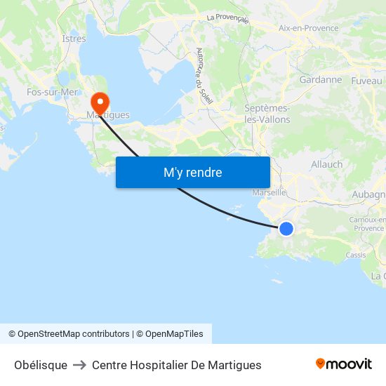 Obélisque to Centre Hospitalier De Martigues map