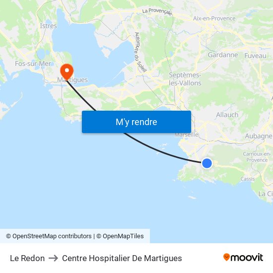 Le Redon to Centre Hospitalier De Martigues map