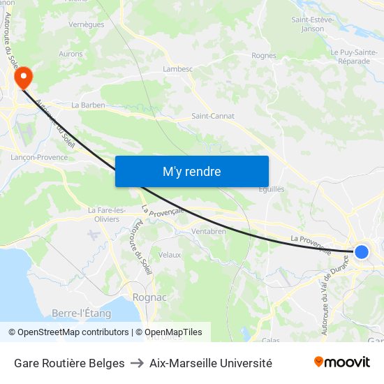 Gare Routière Belges to Aix-Marseille Université map