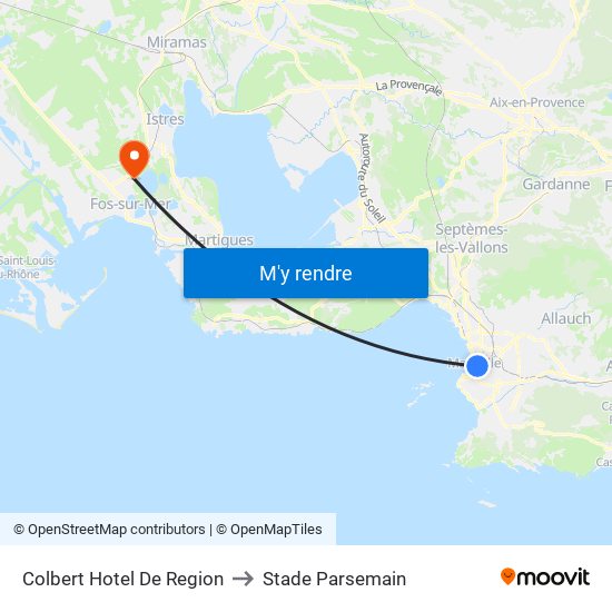 Colbert Hotel De Region to Stade Parsemain map