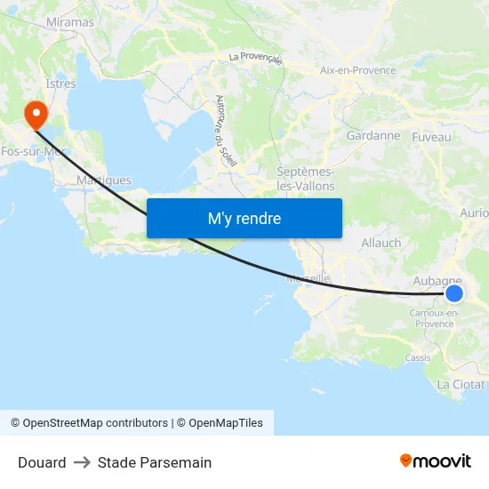 Douard to Stade Parsemain map