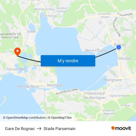 Gare De Rognac to Stade Parsemain map