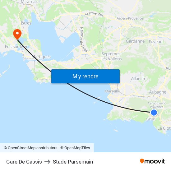 Gare De Cassis to Stade Parsemain map