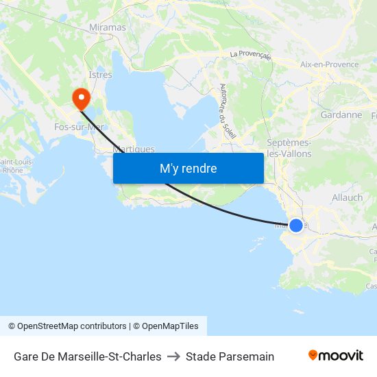Gare De Marseille-St-Charles to Stade Parsemain map