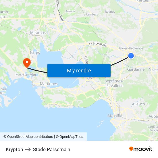 Krypton to Stade Parsemain map