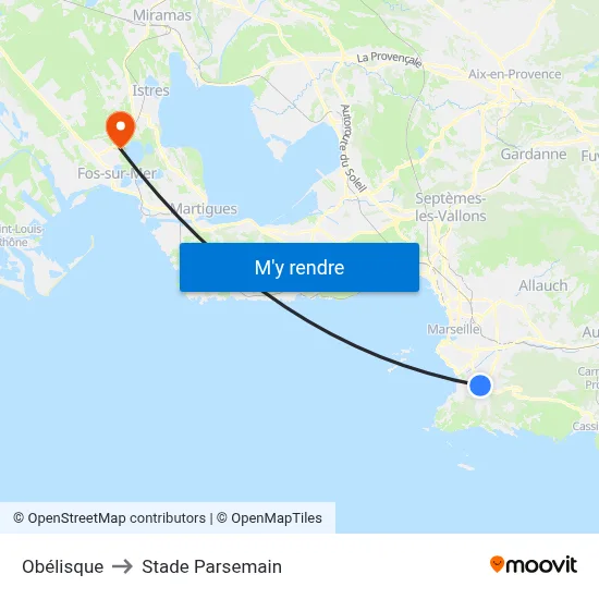 Obélisque to Stade Parsemain map