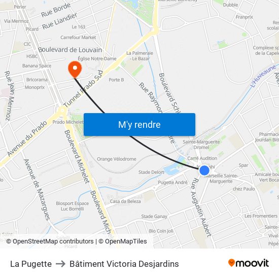 La Pugette to Bâtiment Victoria Desjardins map