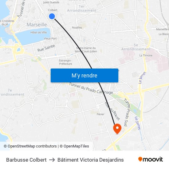 Barbusse Colbert to Bâtiment Victoria Desjardins map