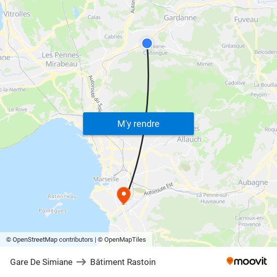 Gare De Simiane to Bâtiment Rastoin map