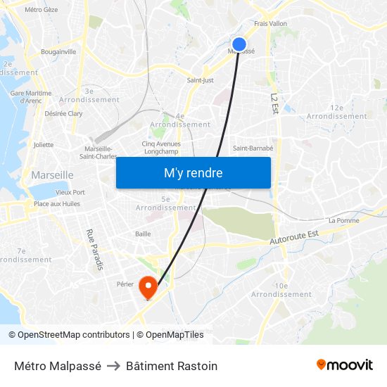 Métro Malpassé to Bâtiment Rastoin map