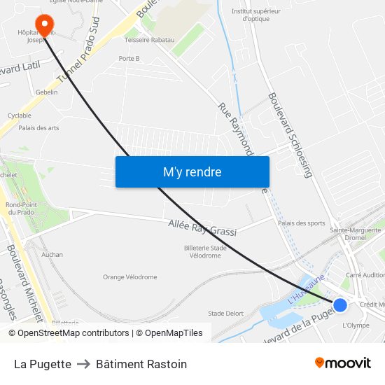 La Pugette to Bâtiment Rastoin map