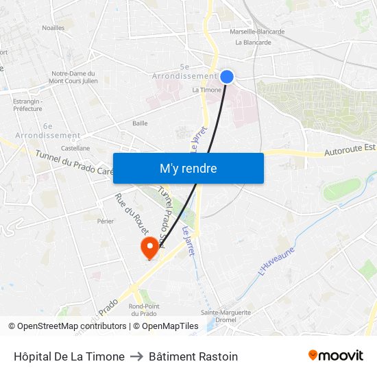 Hôpital De La Timone to Bâtiment Rastoin map