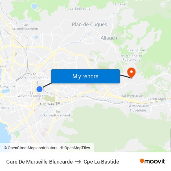 Gare De Marseille-Blancarde to Cpc La Bastide map