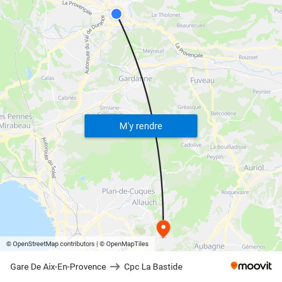 Gare De Aix-En-Provence to Cpc La Bastide map