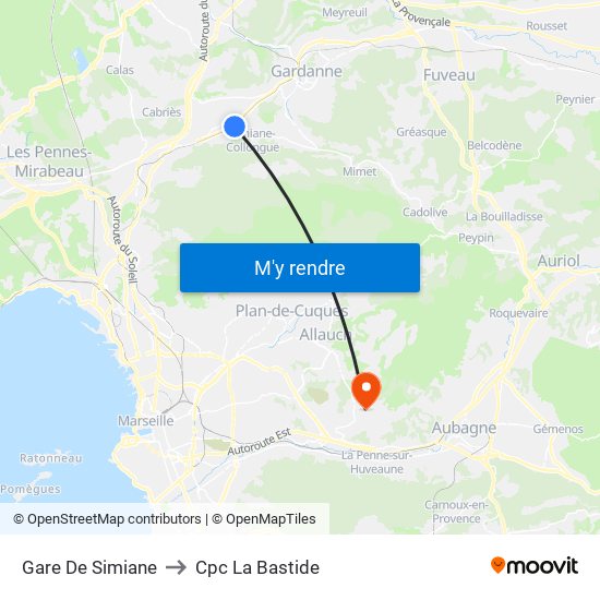 Gare De Simiane to Cpc La Bastide map