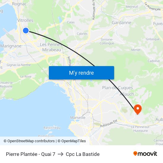 Pierre Plantée - Quai 7 to Cpc La Bastide map