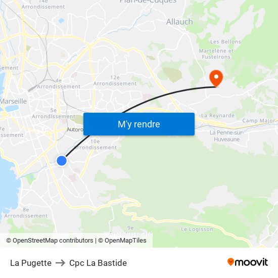 La Pugette to Cpc La Bastide map