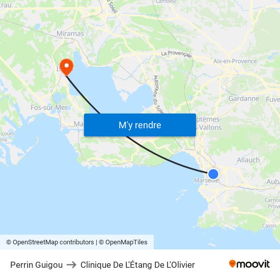 Perrin Guigou to Clinique De L'Étang De L'Olivier map