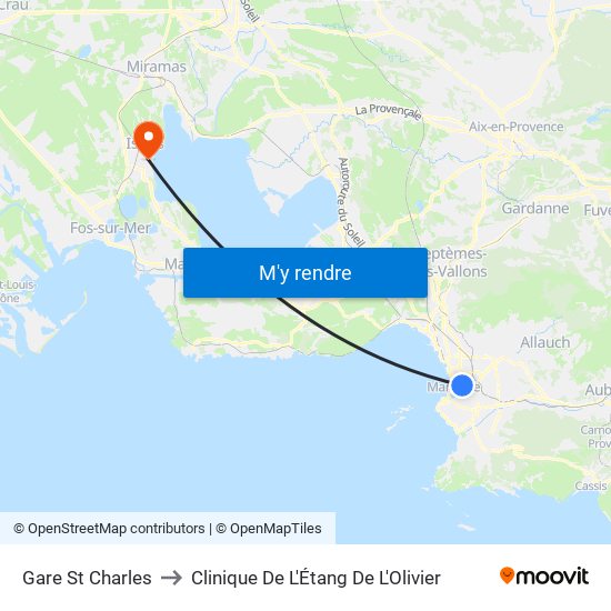 Gare St Charles to Clinique De L'Étang De L'Olivier map