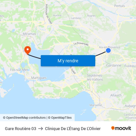 Gare Routière 03 to Clinique De L'Étang De L'Olivier map