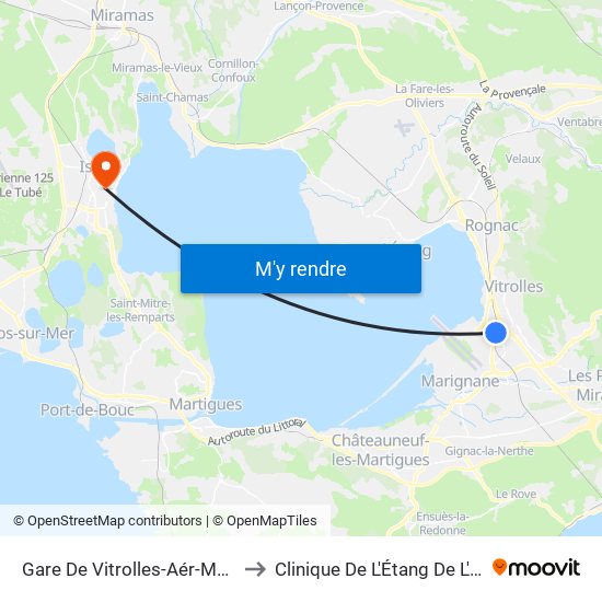 Gare De Vitrolles-Aér-Marseille to Clinique De L'Étang De L'Olivier map