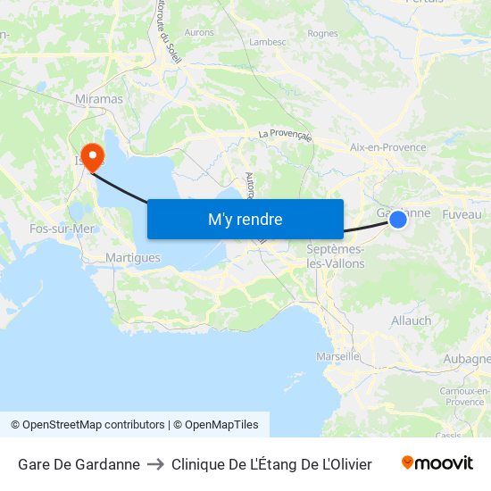 Gare De Gardanne to Clinique De L'Étang De L'Olivier map