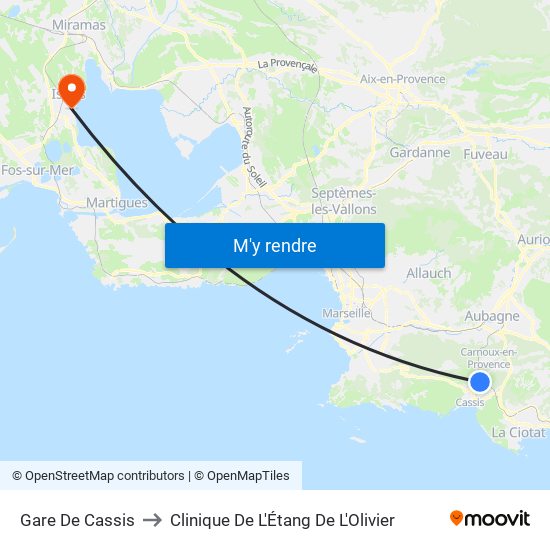 Gare De Cassis to Clinique De L'Étang De L'Olivier map