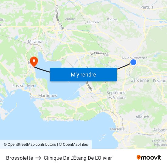 Brossolette to Clinique De L'Étang De L'Olivier map