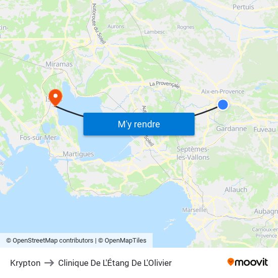 Krypton to Clinique De L'Étang De L'Olivier map