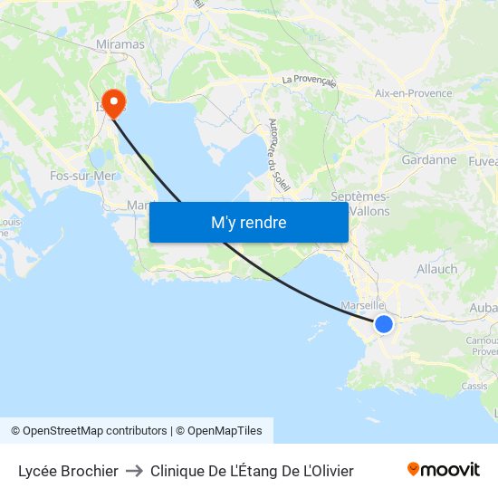 Lycée Brochier to Clinique De L'Étang De L'Olivier map