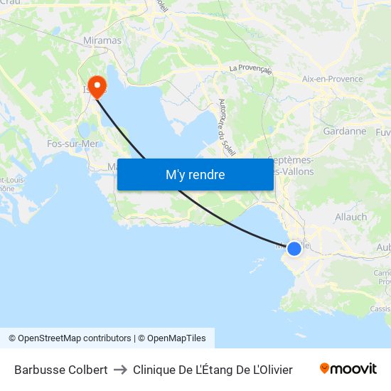 Barbusse Colbert to Clinique De L'Étang De L'Olivier map