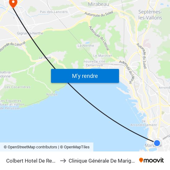 Colbert Hotel De Region to Clinique Générale De Marignane map