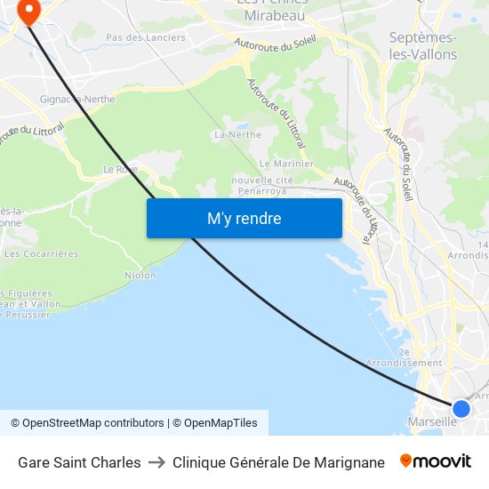 Gare Saint Charles to Clinique Générale De Marignane map