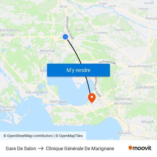Gare De Salon to Clinique Générale De Marignane map