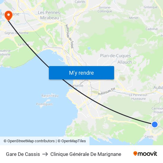 Gare De Cassis to Clinique Générale De Marignane map