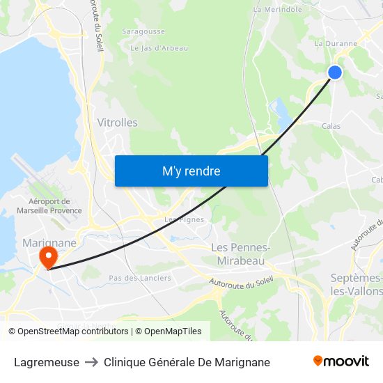 Lagremeuse to Clinique Générale De Marignane map