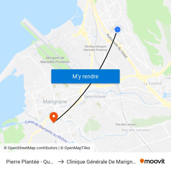 Pierre Plantée - Quai 7 to Clinique Générale De Marignane map