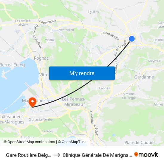 Gare Routière Belges to Clinique Générale De Marignane map