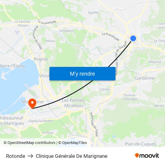 Rotonde to Clinique Générale De Marignane map