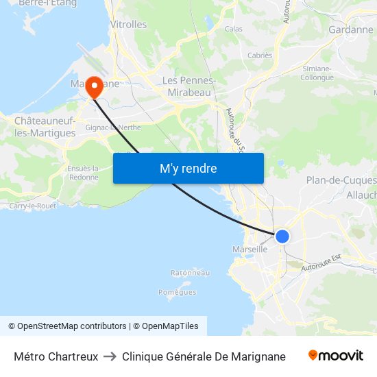 Métro Chartreux to Clinique Générale De Marignane map