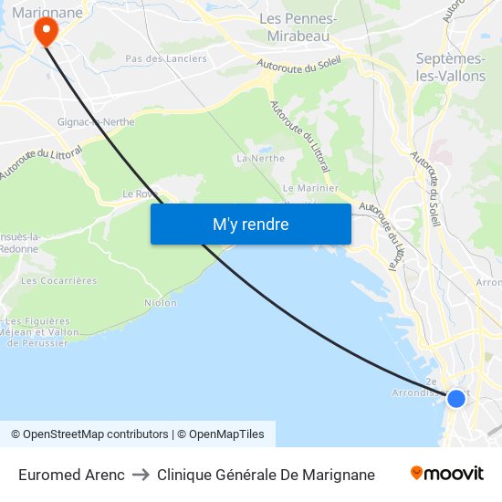 Euromed Arenc to Clinique Générale De Marignane map