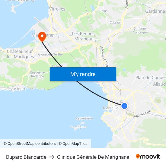 Duparc Blancarde to Clinique Générale De Marignane map