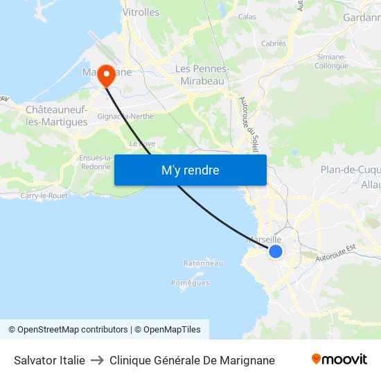 Salvator Italie to Clinique Générale De Marignane map