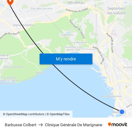 Barbusse Colbert to Clinique Générale De Marignane map