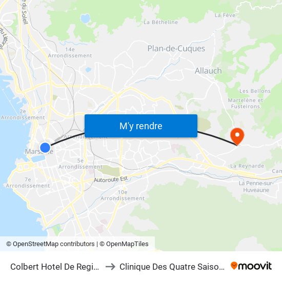 Colbert Hotel De Region to Clinique Des Quatre Saisons map