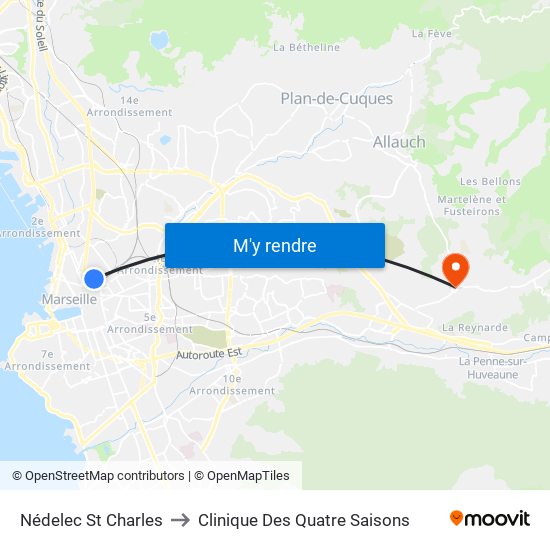 Nédelec St Charles to Clinique Des Quatre Saisons map