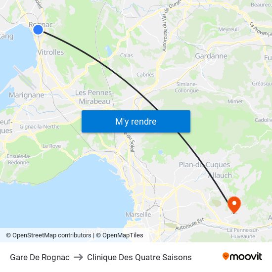 Gare De Rognac to Clinique Des Quatre Saisons map