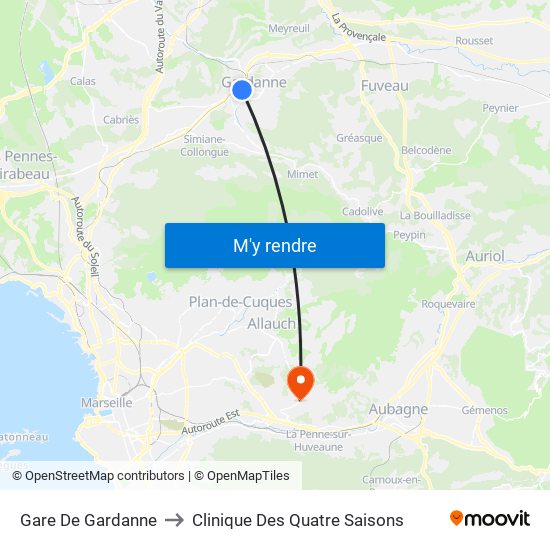 Gare De Gardanne to Clinique Des Quatre Saisons map
